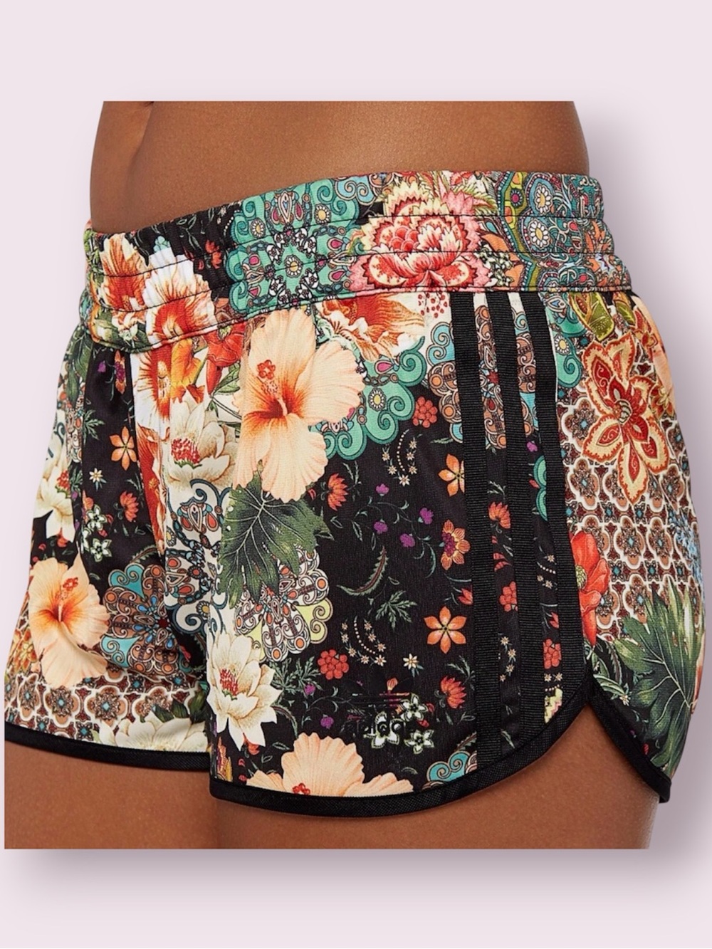 Adidas Jardim Limited Edition Shorts by Farm Brazil Boho Floral Print Size Large